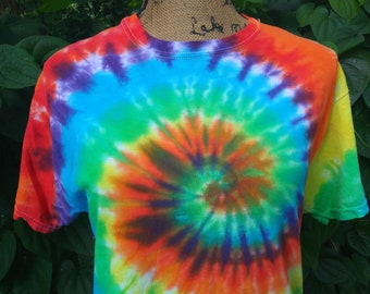 Levendige regenboogspiraal tie-dye, handgeverfd, op bestelling gemaakt