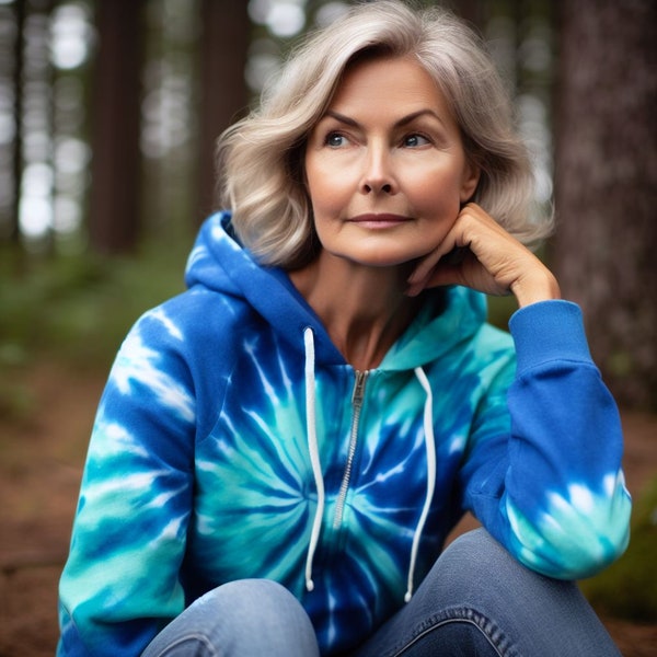 Women's Medium Tie-dye Lightweight Zip-up Hoodie main image 0