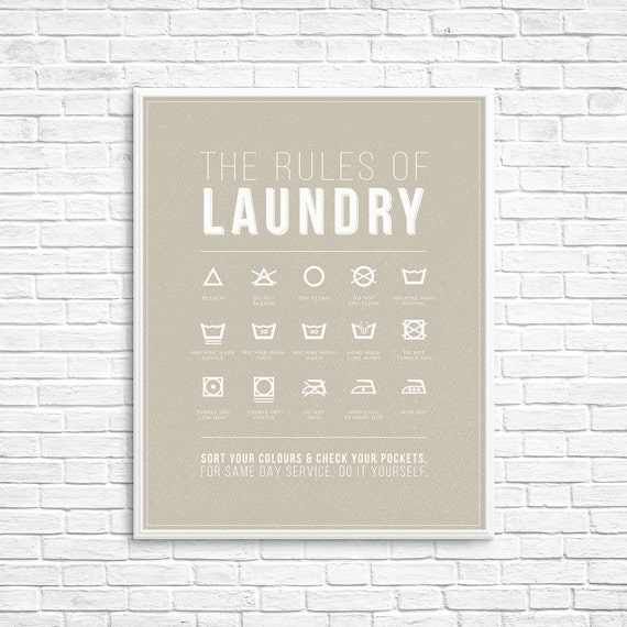Laundry Room Rules Symbols Home Poster Print Instant Download 16 X20