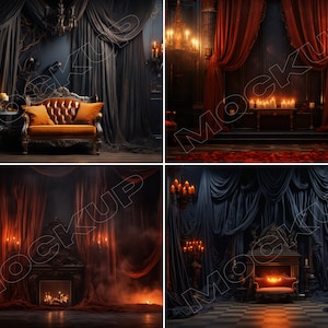 4 Halloween Digital Backdrops for Photography - Halloween Candlelit Chamber