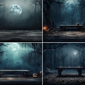 4 Halloween Digital Backdrops for Photography - Spooky Forest
