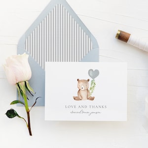 Cartes de remerciement personnalisées pour baby shower / cartes de remerciement pour bébé