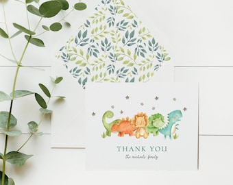 personalized dinosaur baby kids thank you cards / baby shower / dinosaurs / baby / kids / boy / girl / baby shower / gift