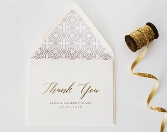 personalized foil pressed thank you cards / wedding thank you cards / gold foil / rose gold foil / silver foil / letterpress (sets of 10)