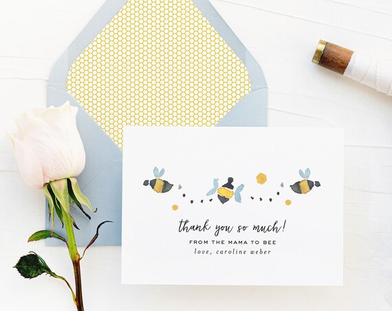 personalized baby shower thank you cards // mama to bee / bees / baby shower thanks cards / gender neutral cards /  baby boy / baby girl