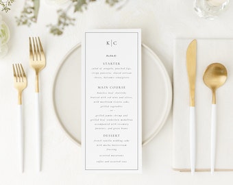 printed wedding menu / wedding menus / modern