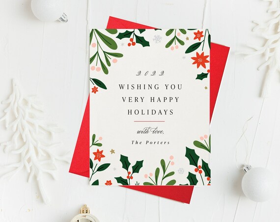 personalized christmas cards / holiday cards set / corporate cards // non photo holiday christmas company business cards / set of 10