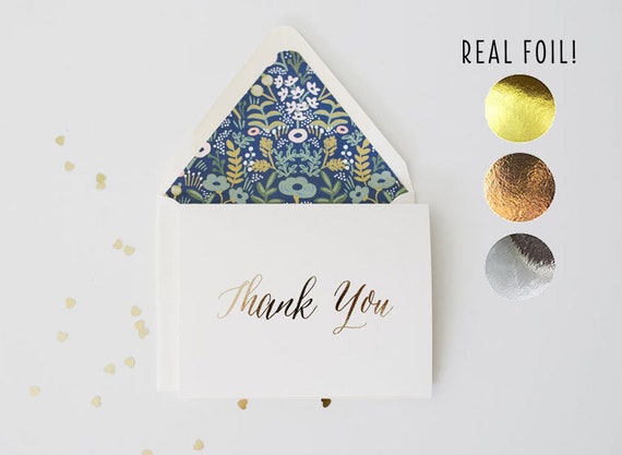 SALE!  50% OFF foil pressed thank you cards / wedding thank you cards / gold foil / rose gold foil / silver foil / letterpress (sets of 10)