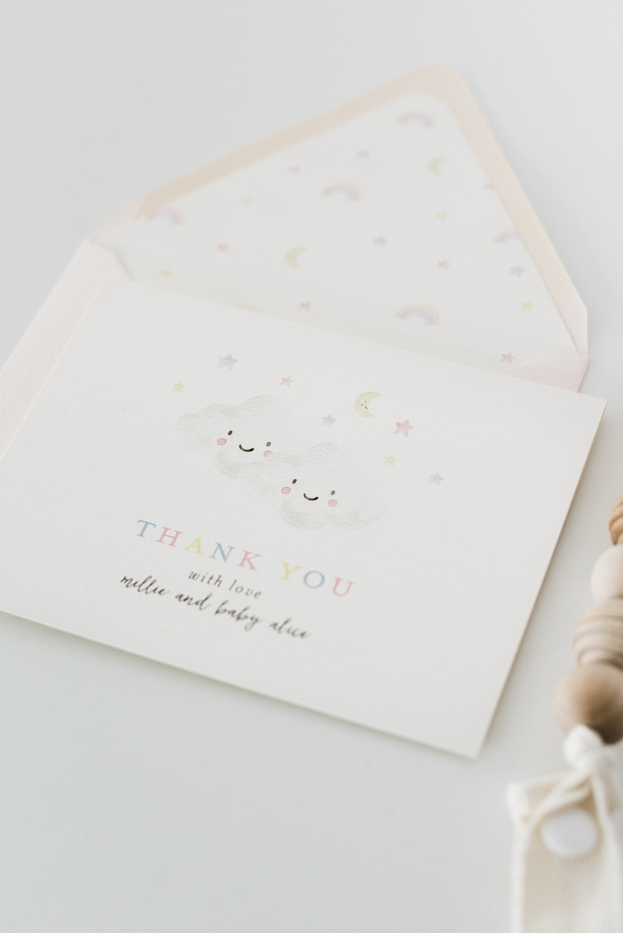 Dreamy Cloud Nine Boy Baby Shower Thank You Card