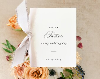 day of thank you card / to my father on my wedding day card / silk ribbon / dad / father in law