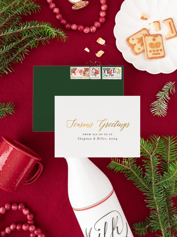 personalized corporate christmas cards / gold foil company holiday cards / company logo