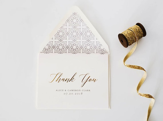 personalized foil pressed thank you cards / wedding thank you cards / gold foil / rose gold foil / silver foil / letterpress (sets of 10)