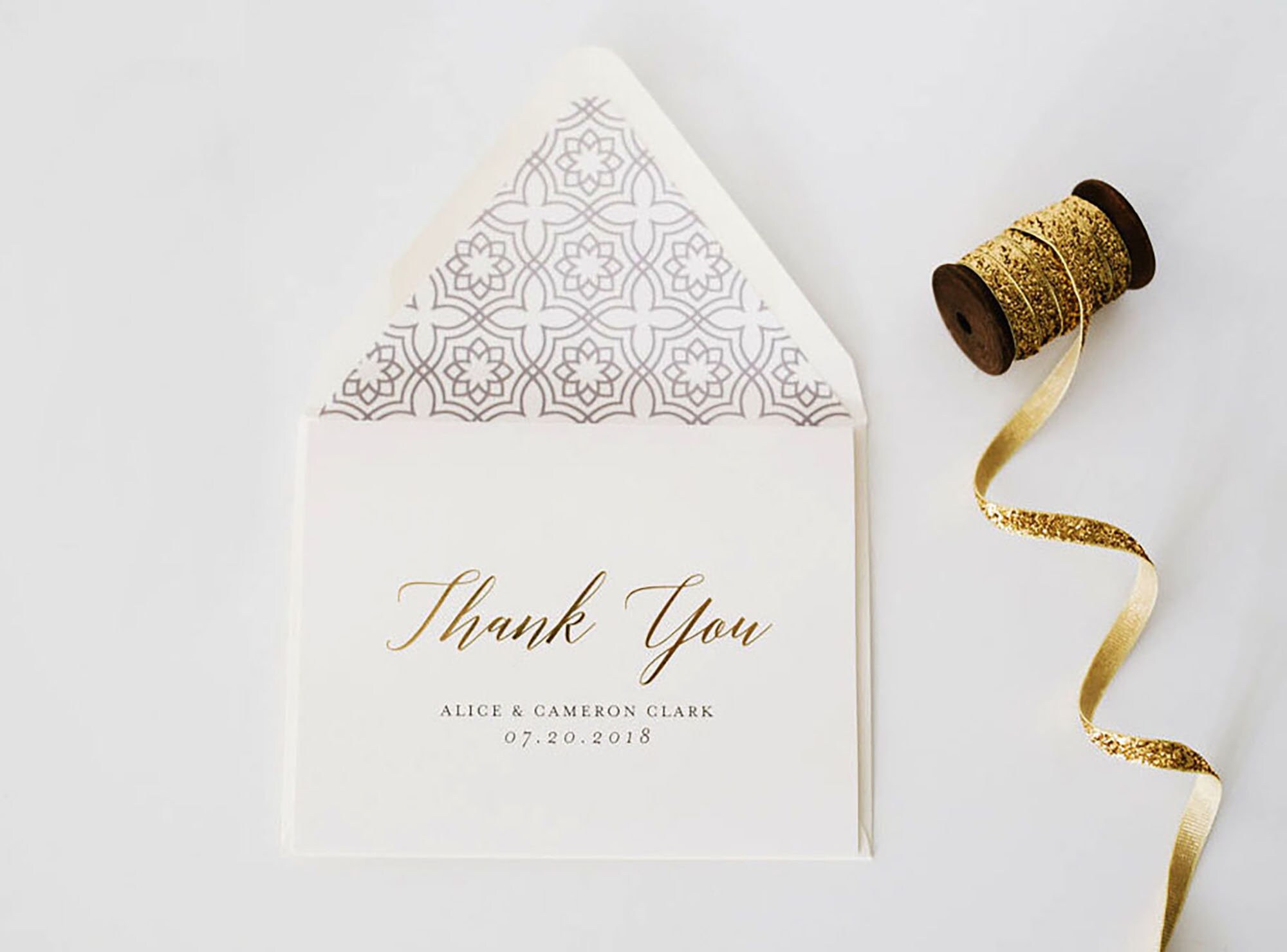 personalized foil pressed thank you cards / wedding thank you cards