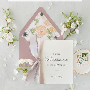 day of thank you card / to my bridesmaid on my wedding day card / silk ribbon / maid of honor image 2