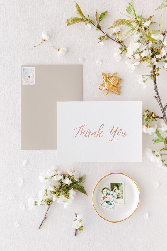 thank you cards / wedding thank you cards / rose gold foil cards / silver foil cards / letterpress cards