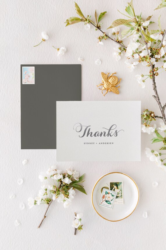 personalized thank you cards / wedding thank you cards / silver foil