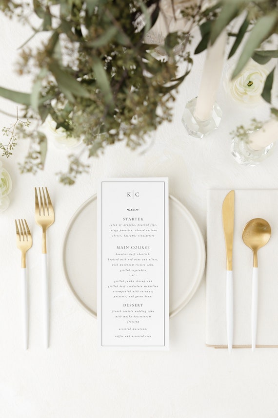 printed wedding menu / wedding menus / modern