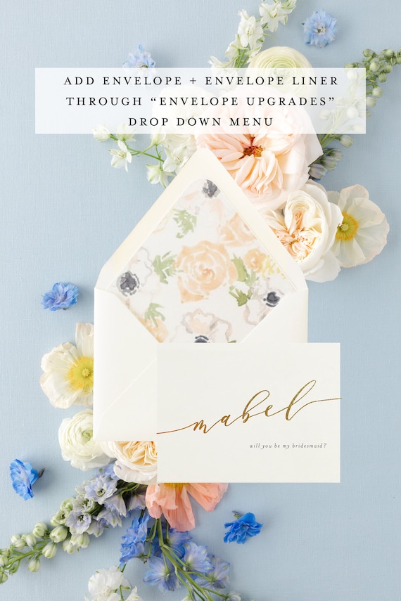 bridesmaid proposal card / personalized will you be my bridesmaid card / gold foil card / maid of honor