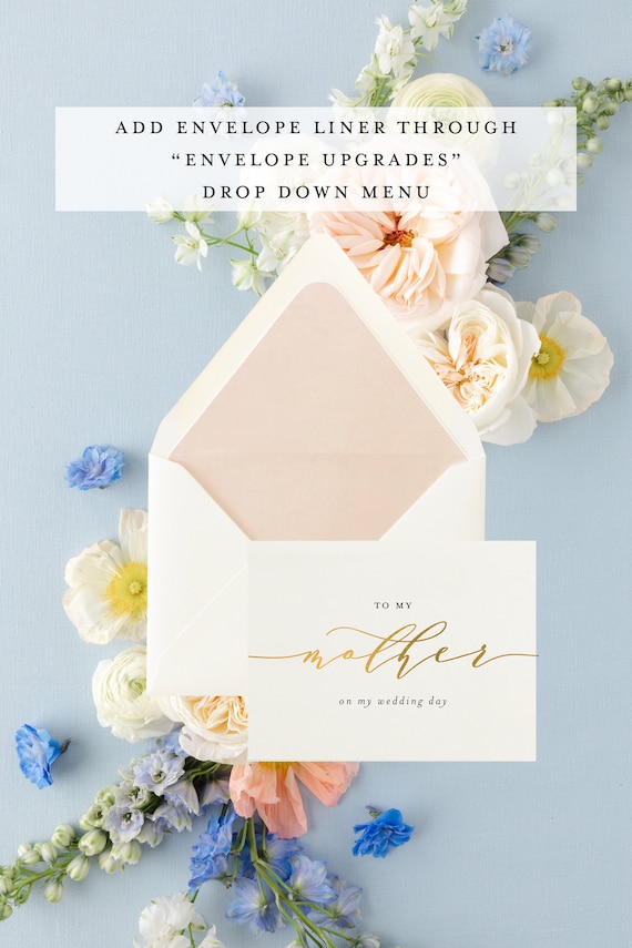 to my mother on my wedding day card / personalized day of wedding card / day of thank you card / mom / mother-in-law