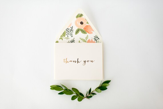 SALE! 50% OFF - foil pressed thank you cards / wedding thank you cards / gold foil rose gold foil silver foil / letterpress (sets of 10)