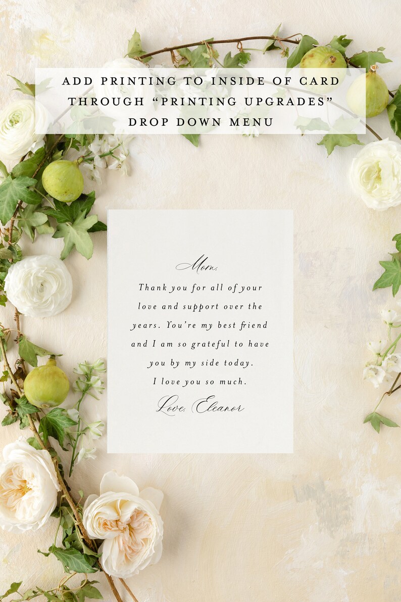 day of thank you card / to my mother on my wedding day card / silk ribbon / mom / mother in law image 4