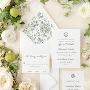 monogram wedding invitation / invitation suite / classic wedding invitation set / printed wedding invite / letterpress invitation