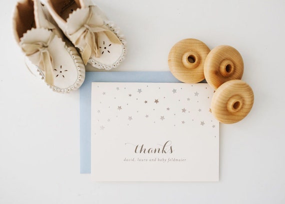 foil pressed stars baby shower thank you cards / personalized baby shower cards