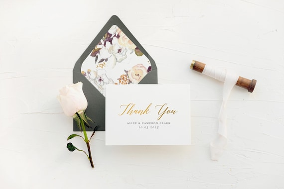 personalized thank you cards / wedding thank you cards / gold foil letterpress cards