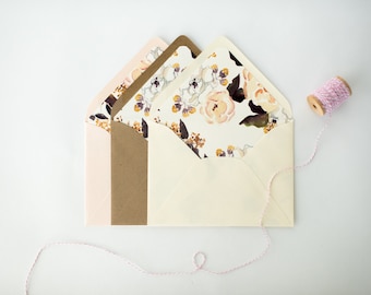 luxe lined envelopes / floral envelope liners (sets of 10) // wedding envelopes / envelope liner