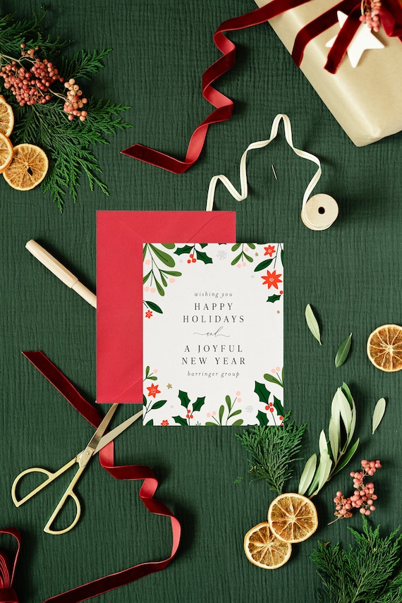 personalized corporate christmas cards / company holiday cards / company logo