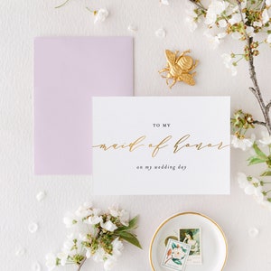 to my maid of honor on my wedding day card / personalized day of wedding card / day of thank you card / matron of honor