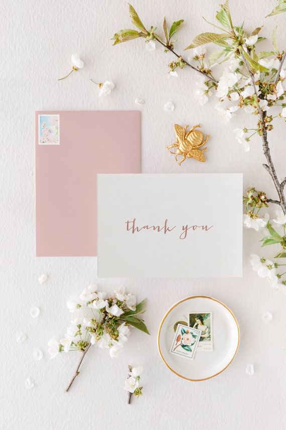 thank you cards / wedding thank you cards / silver foil / rose gold foil letterpress cards
