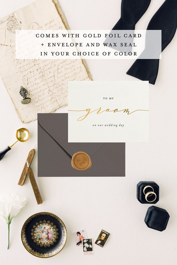 to my groom on our wedding day card / wedding card to your groom / husband / to my husband / gold foil / wedding day card / personalized