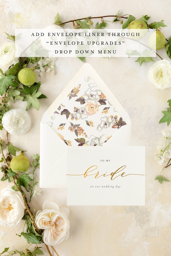 to my bride on our wedding day card / personalized day of wedding card / day of thank you card / wife