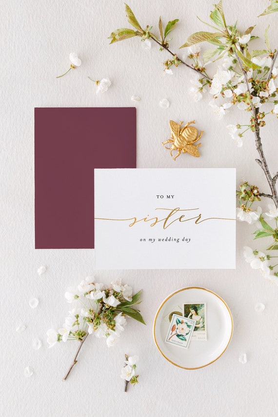 to my sister on my wedding day card / personalized day of wedding card / day of thank you card / sister-in-law