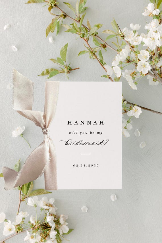 bridesmaid proposal card with ribbon / personalized will you be my bridesmaid card / maid of honor proposal card / matron of honor