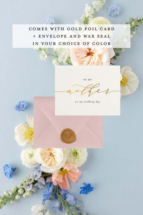 to my mother on my wedding day card / mom / mother-in-law / gold foil / personalized / custom / wedding day card / letterpress