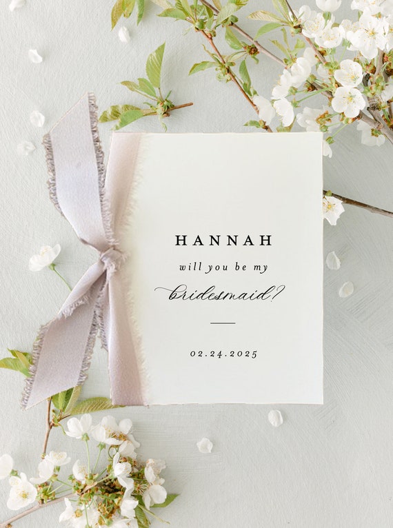 bridesmaid proposal card with ribbon / personalized will you be my bridesmaid card / maid of honor proposal card / matron of honor