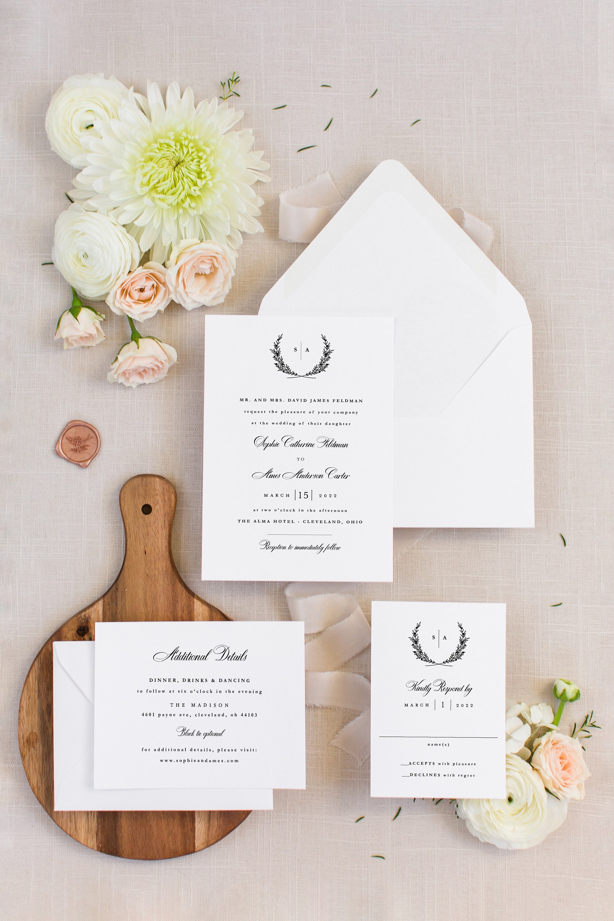 minimalist letterpress wedding invitations