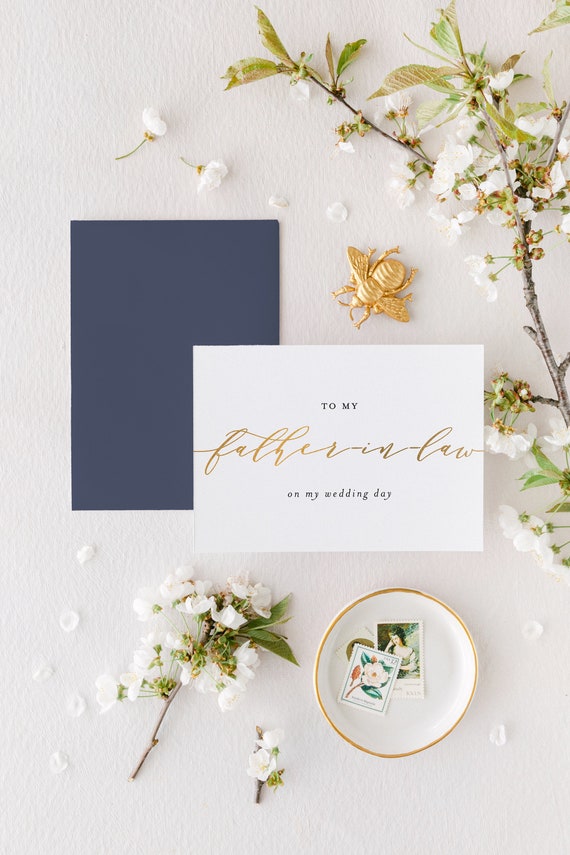 to my father-in-law on my wedding day card / personalized day of wedding card / day of thank you card / father in law