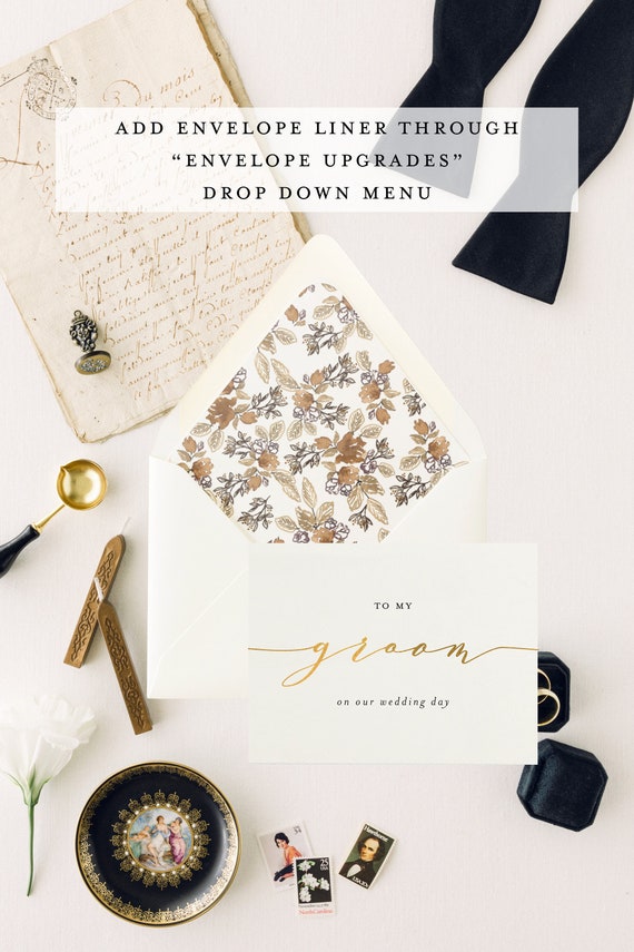 to my groom on our wedding day card / personalized day of wedding card / day of thank you card / husband