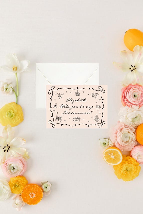 whimsical bridesmaid proposal card / personalized will you be my bridesmaid card / maid of honor proposal card / matron of honor