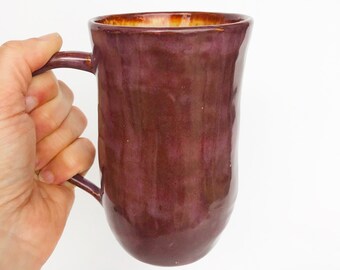 Handmade Purple Stoneware Coffee Mug: Lightweight Tea Cup