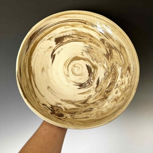 Large Ceramic Serving Bowl: Wheel-Thrown Stoneware Pottery, Natural Tones