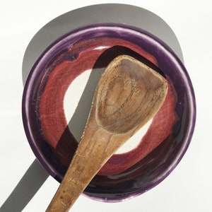Handmade Ceramic Spoon Rest: Purple & Cranberry Stoneware