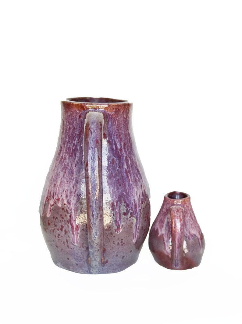 Purple Pitcher Set, Handmade Ceramic Pitchers, Wheel-thrown Stoneware Pitchers, Water Pitcher and Creamer Pitcher image 5