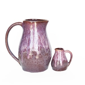 Purple Pitcher Set, Handmade Ceramic Pitchers, Wheel-thrown Stoneware Pitchers, Water Pitcher and Creamer Pitcher image 2