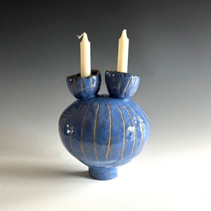Handmade Ceramic Shabbat Candlestick Holder: Modern Jewish Gift