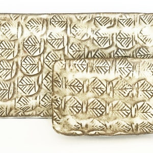 Ceramic Serving Platter Set,  Rectangular Serving Tray Set, Handmade Serving Plate Set, Decorative Tray Set, Geometric Appetizer Trays