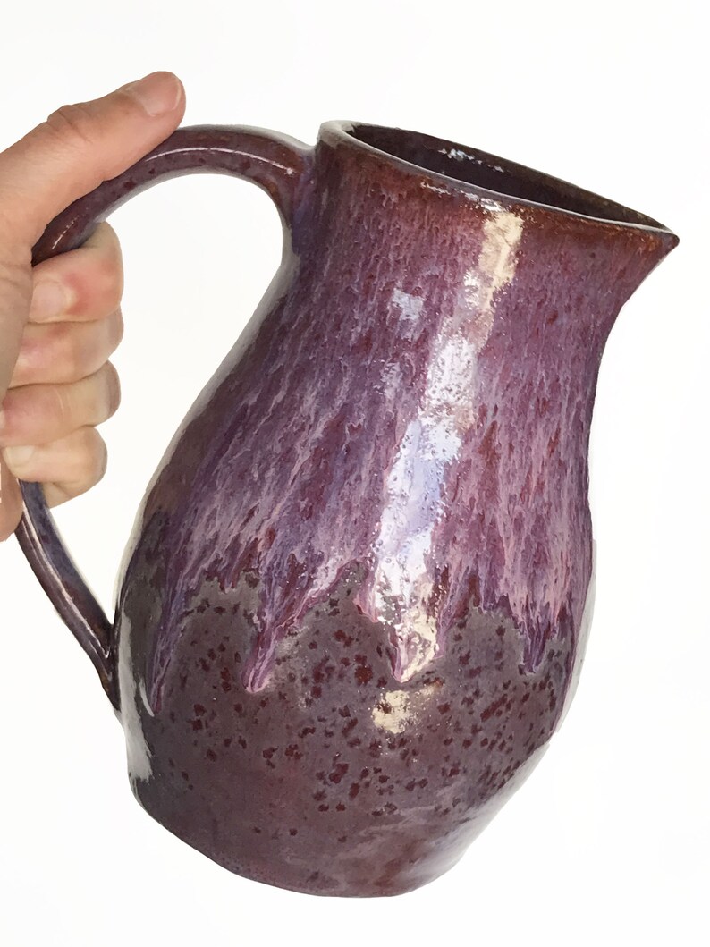 Purple Pitcher Set, Handmade Ceramic Pitchers, Wheel-thrown Stoneware Pitchers, Water Pitcher and Creamer Pitcher image 8